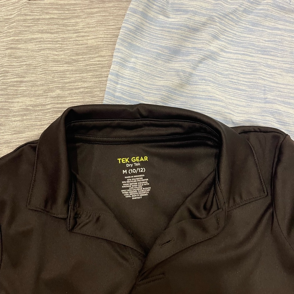 Tek Gear Kids Polo Shirt Trio - Black, Gray, Light Blue Size M(10/12) - Picture 4 of 9